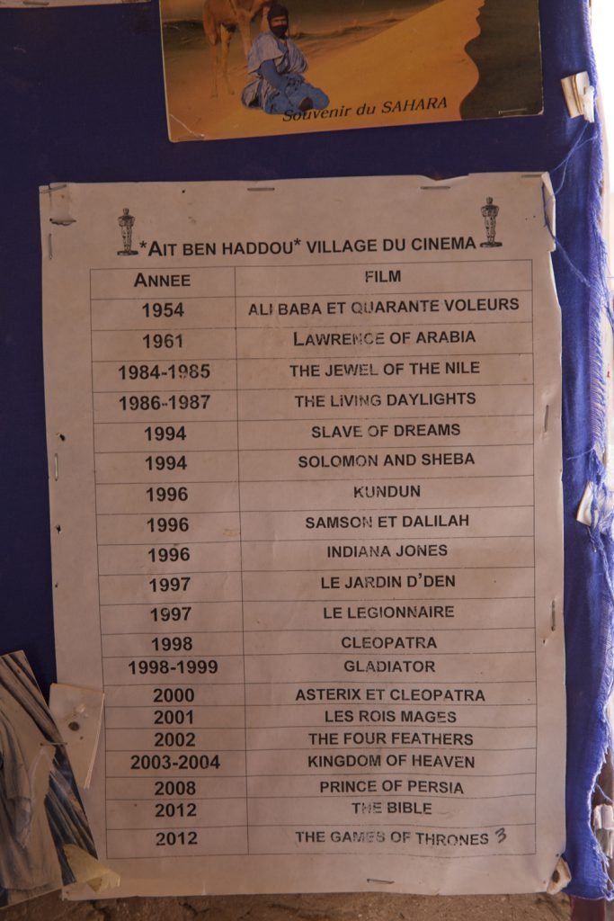 En lista på alla filmer som har spelats in i Ait Ben Haddou