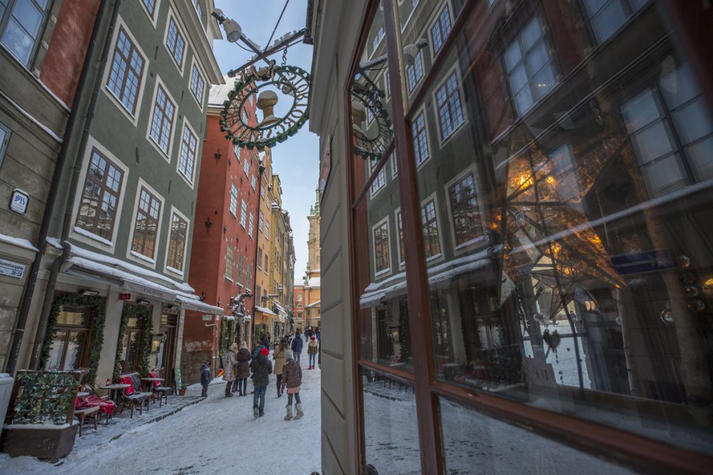 Vid Stortorget i Gamla Stan i Stockholm