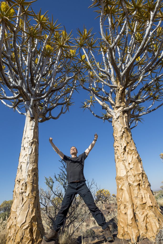 Jag mellan två Quiver tree, eller kokerboom som de heter på Africaans