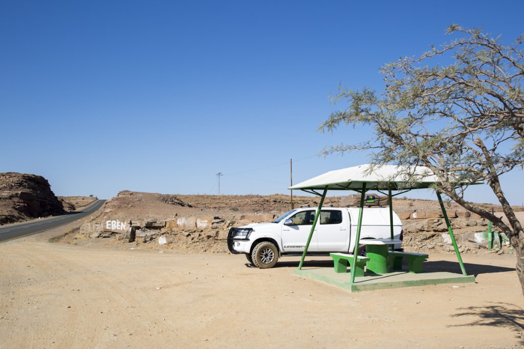Typisk rastplats i Namibia