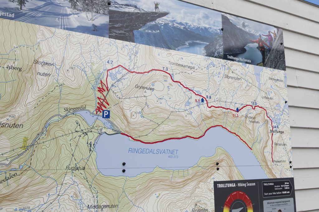 Hike to Trolltunga - map